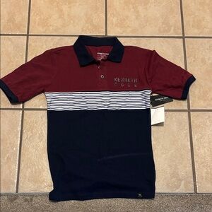 Kenneth Cole Burgundy and Navy Polo with White Stripes